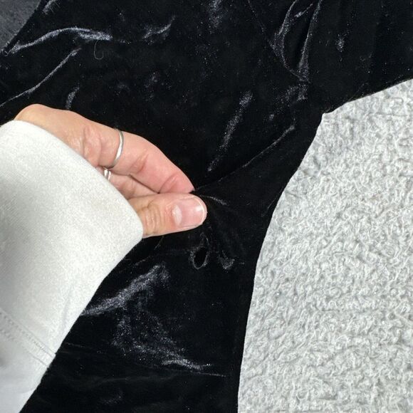 VTG Y2K Anthropologie CC Outlaw M Black Velvet Witchy Whimsigoth Babydoll Fringe - Picture 7 of 12